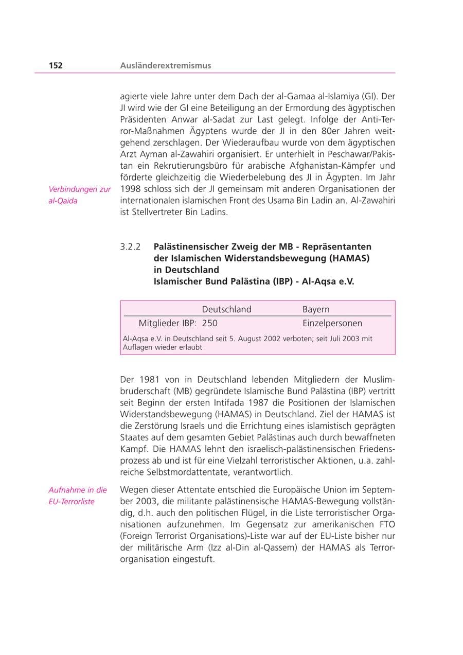 Seite 152 des Verfassungsschutzbericht 2003 Bayern