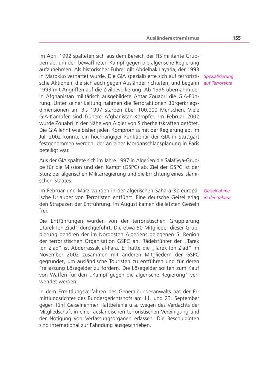 Seite 155 des Verfassungsschutzbericht 2003 Bayern