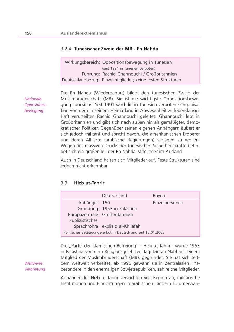Seite 156 des Verfassungsschutzbericht 2003 Bayern