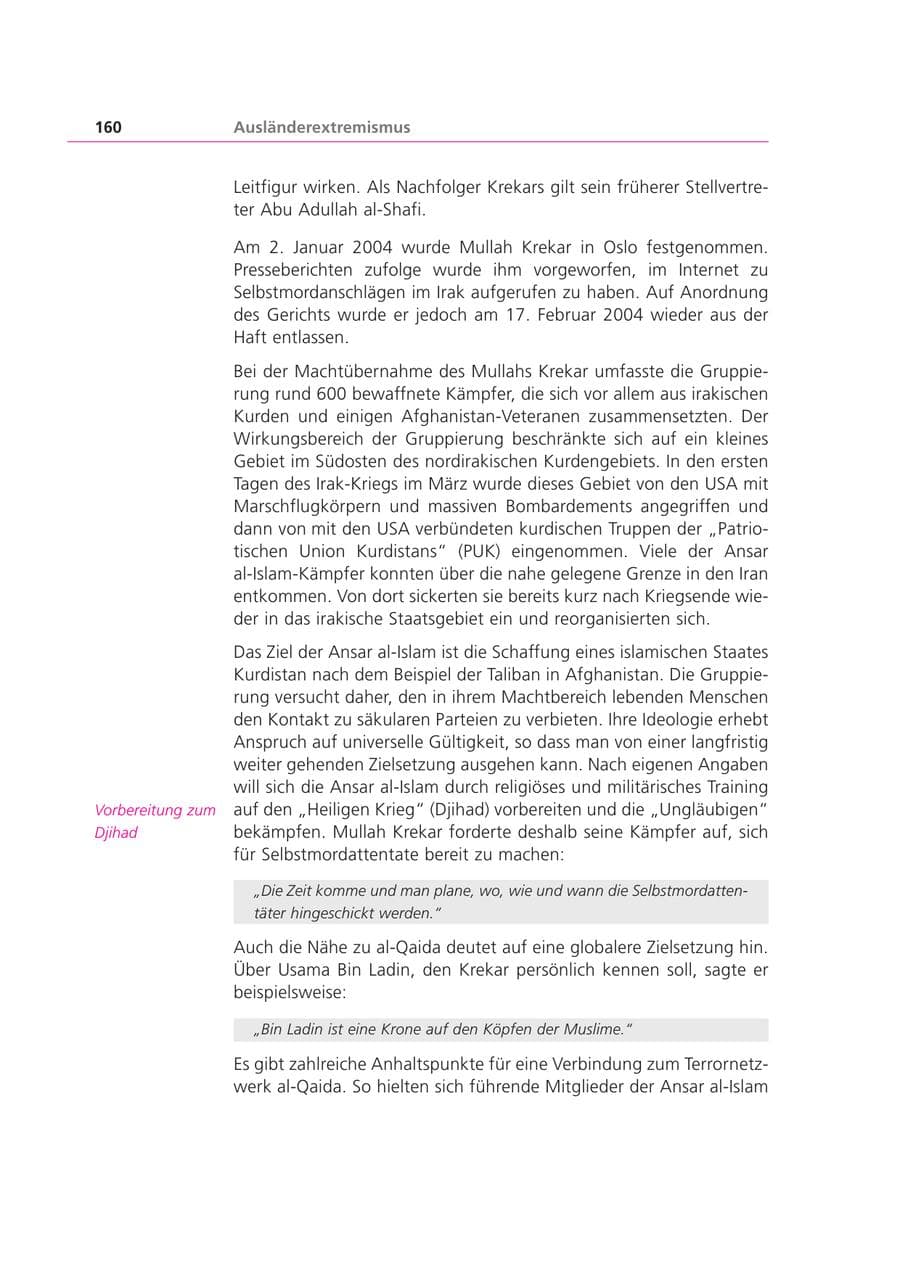 Seite 160 des Verfassungsschutzbericht 2003 Bayern