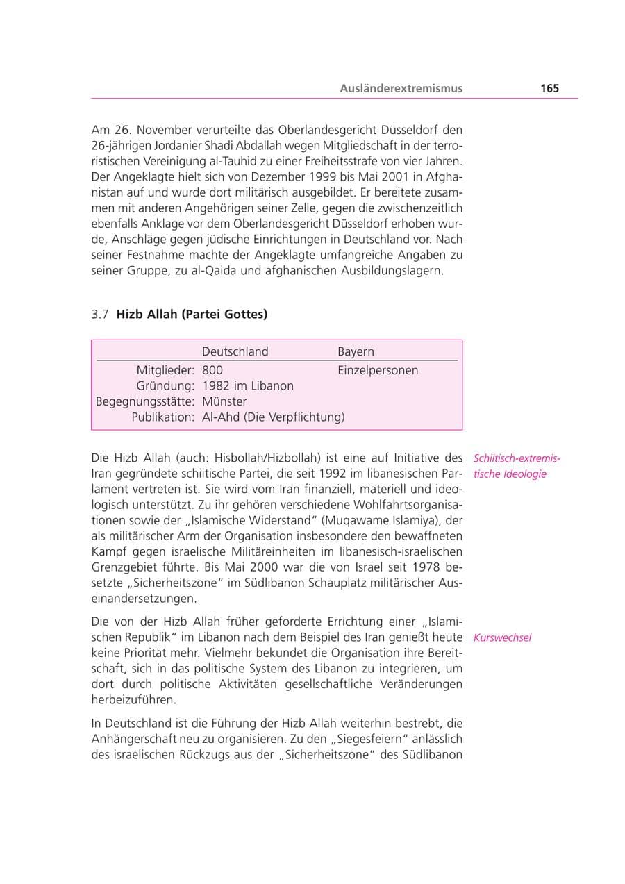 Seite 165 des Verfassungsschutzbericht 2003 Bayern