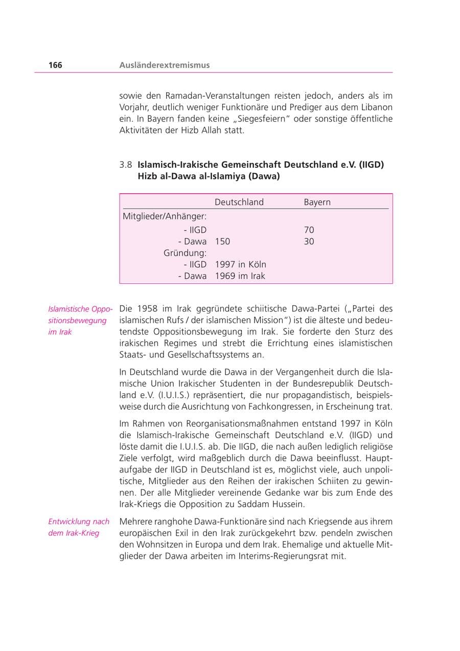 Seite 166 des Verfassungsschutzbericht 2003 Bayern
