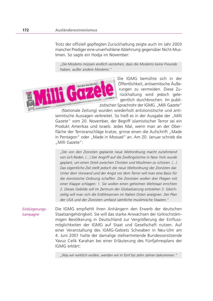 Seite 172 des Verfassungsschutzbericht 2003 Bayern