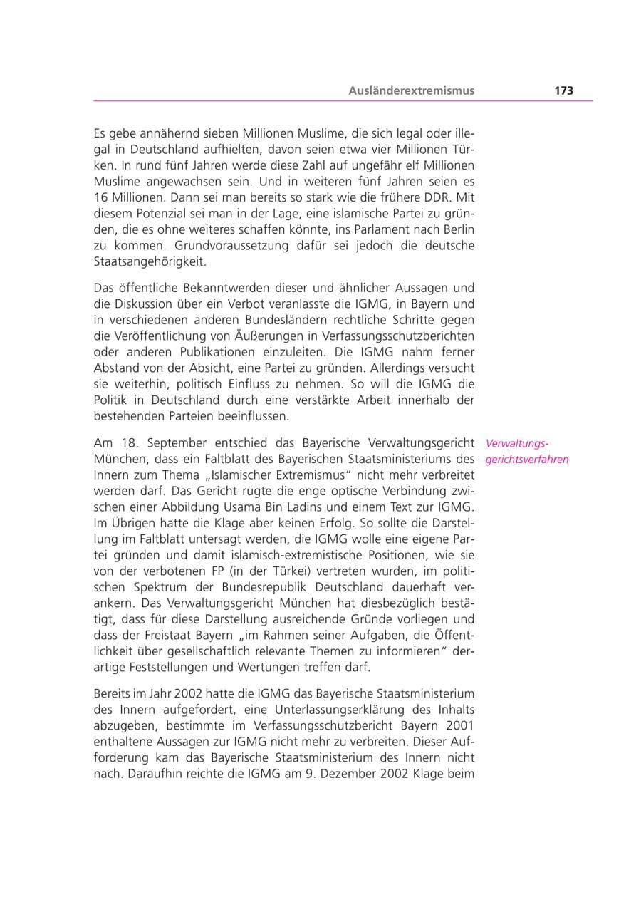 Seite 173 des Verfassungsschutzbericht 2003 Bayern