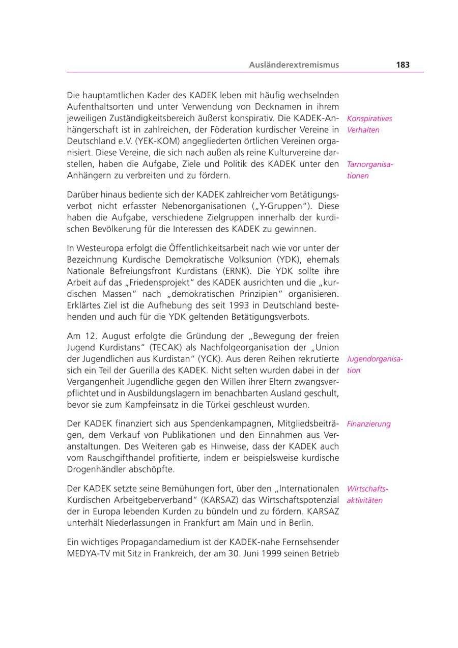 Seite 183 des Verfassungsschutzbericht 2003 Bayern
