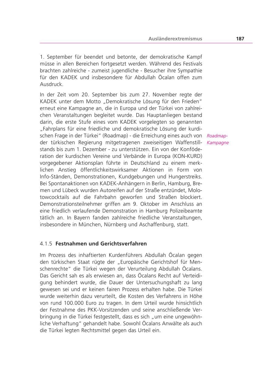 Seite 187 des Verfassungsschutzbericht 2003 Bayern