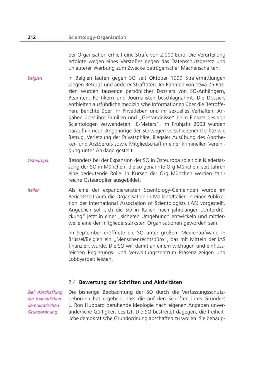 Seite 212 des Verfassungsschutzbericht 2003 Bayern