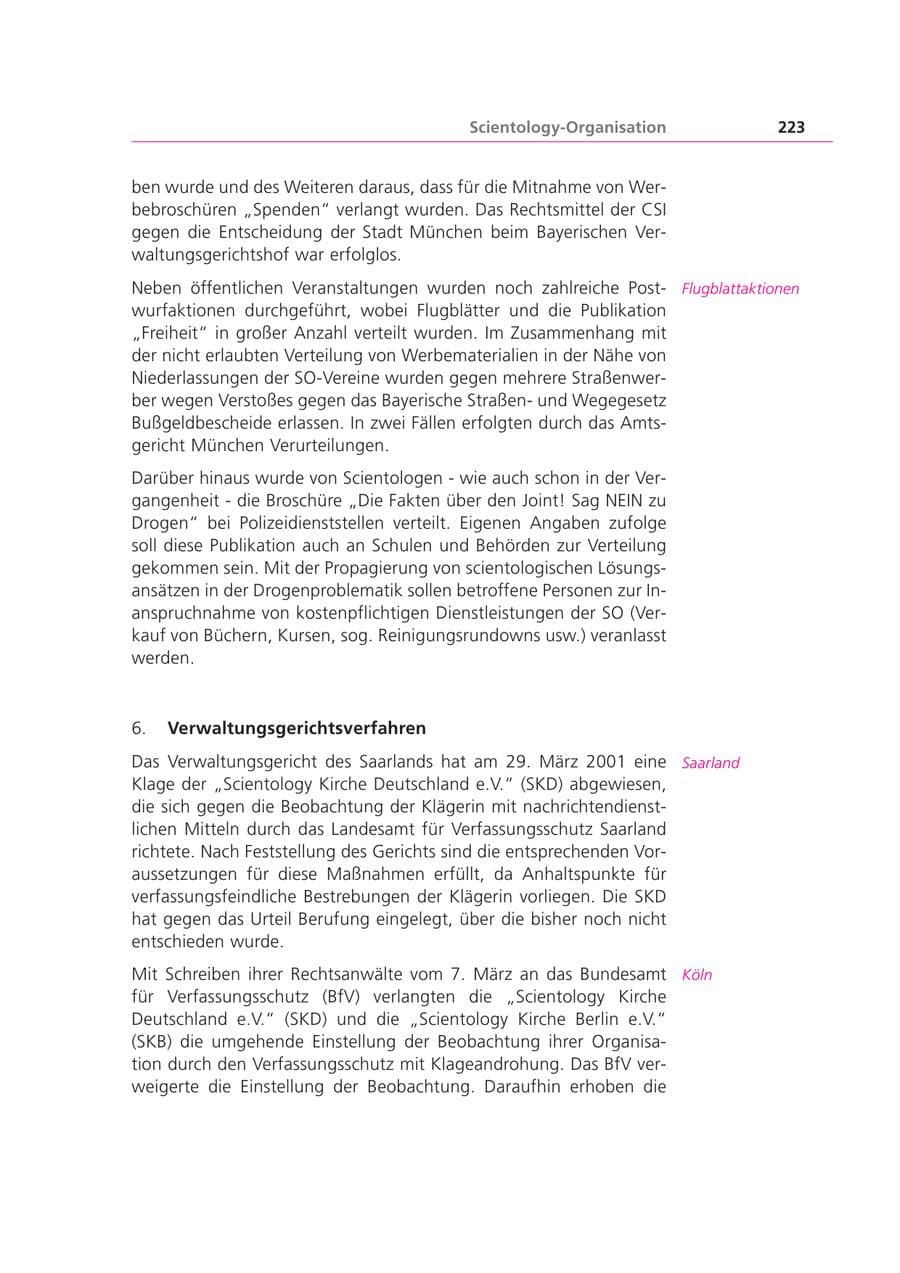 Seite 223 des Verfassungsschutzbericht 2003 Bayern