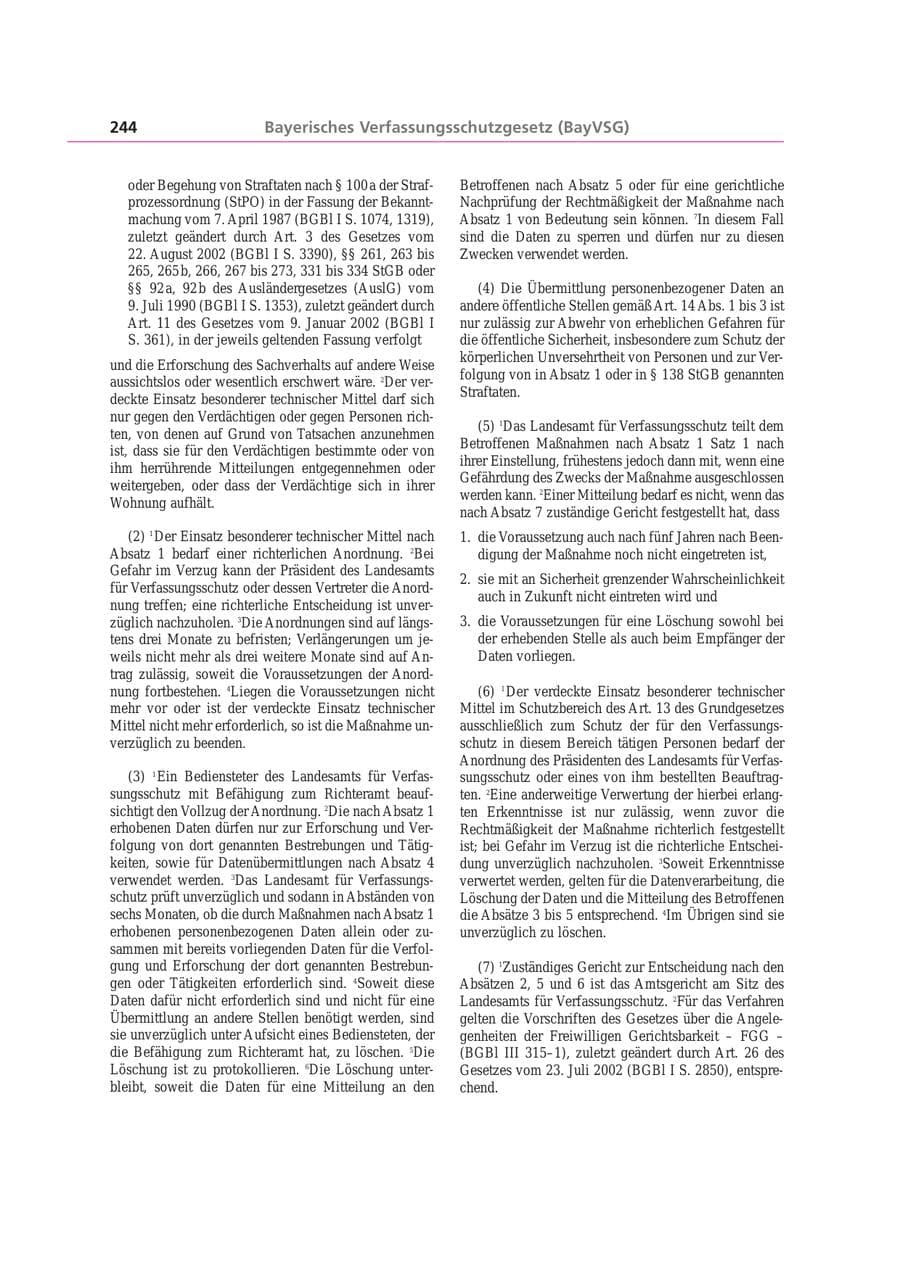 Seite 244 des Verfassungsschutzbericht 2003 Bayern