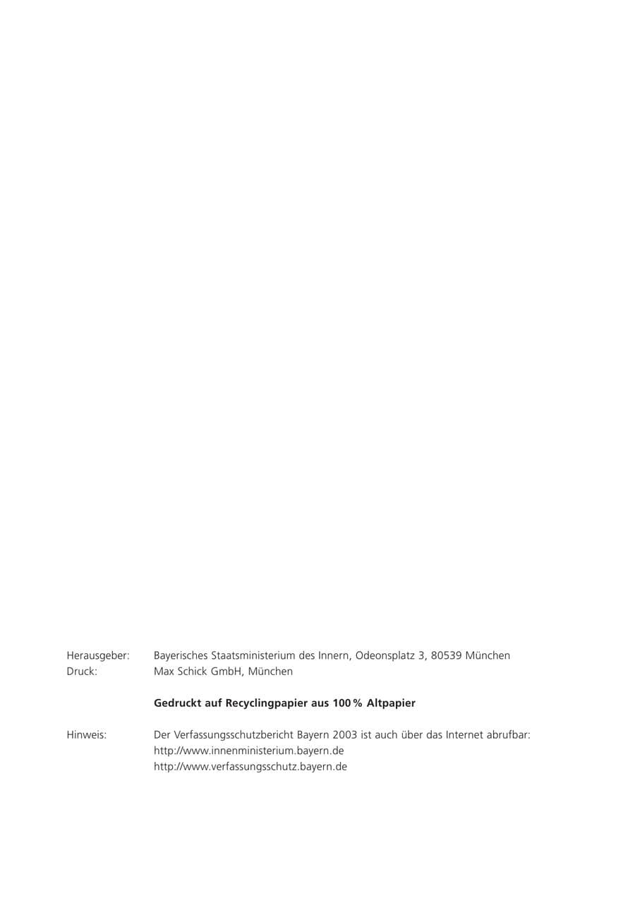 Seite 260 des Verfassungsschutzbericht 2003 Bayern