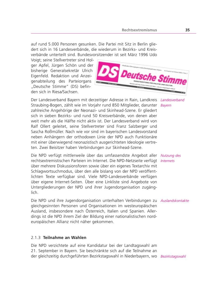 Seite 35 des Verfassungsschutzbericht 2003 Bayern