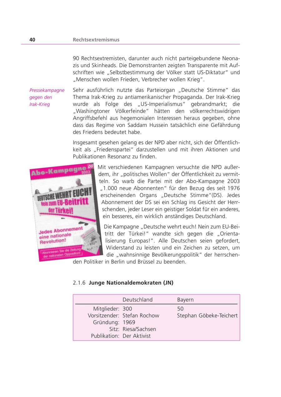 Seite 40 des Verfassungsschutzbericht 2003 Bayern