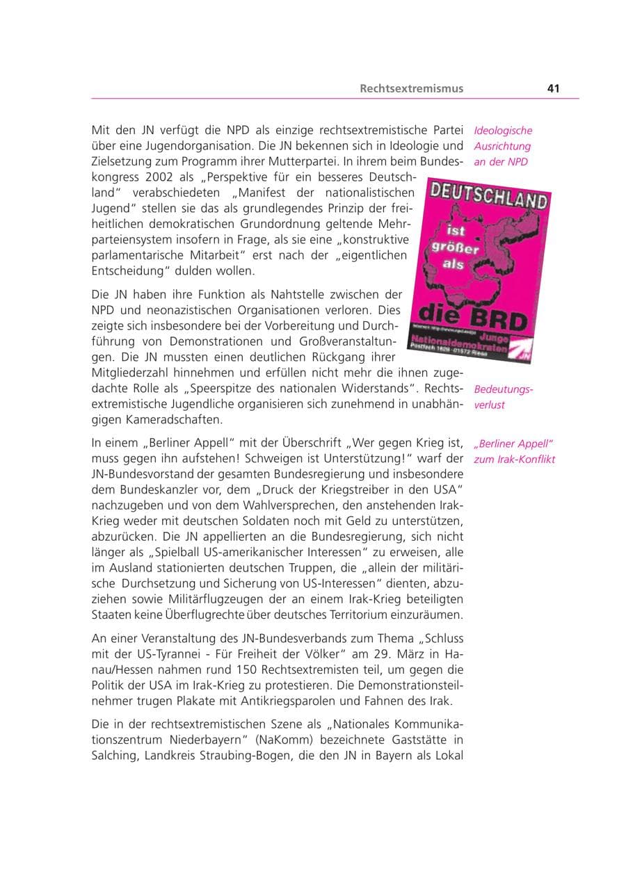 Seite 41 des Verfassungsschutzbericht 2003 Bayern