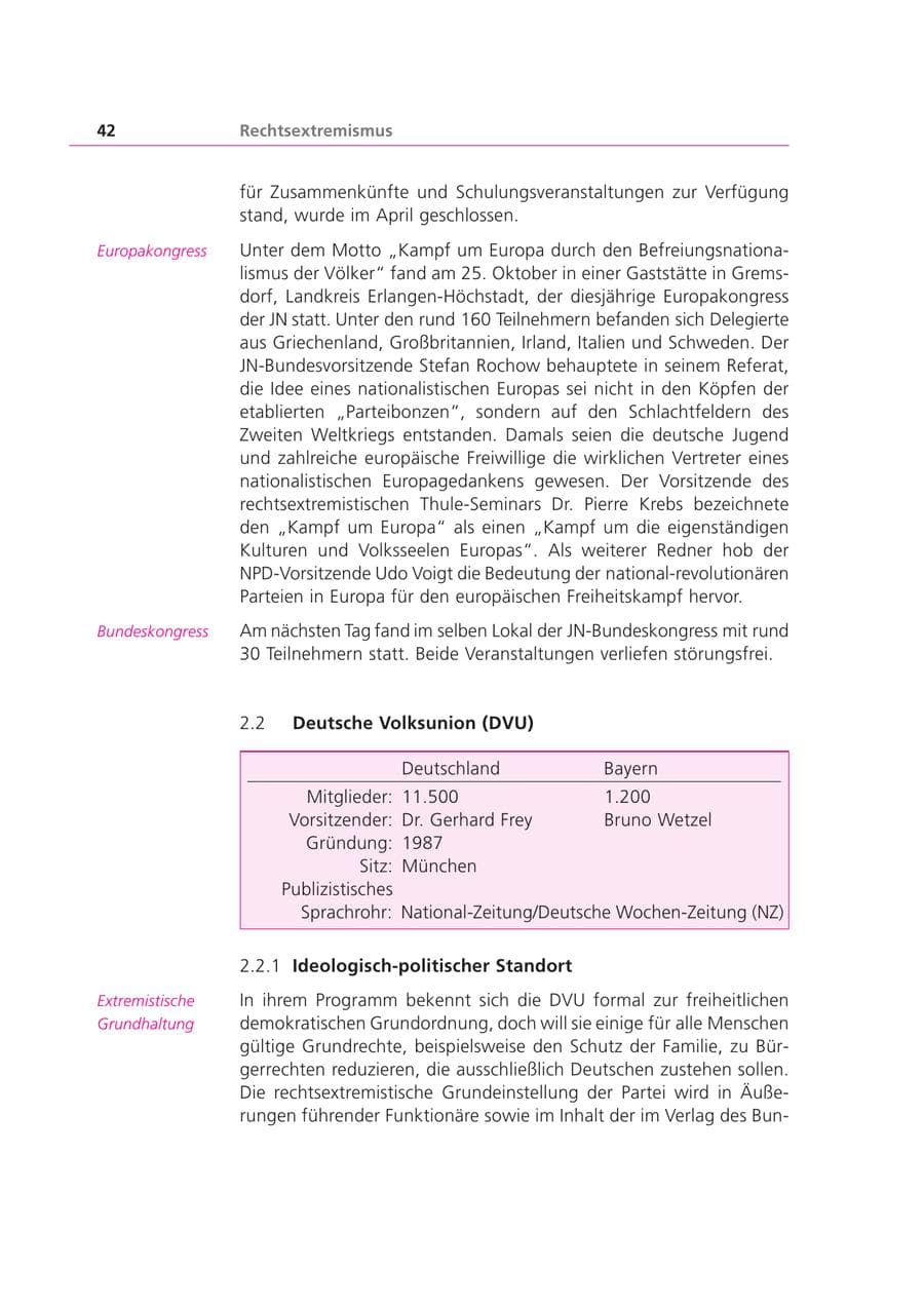Seite 42 des Verfassungsschutzbericht 2003 Bayern