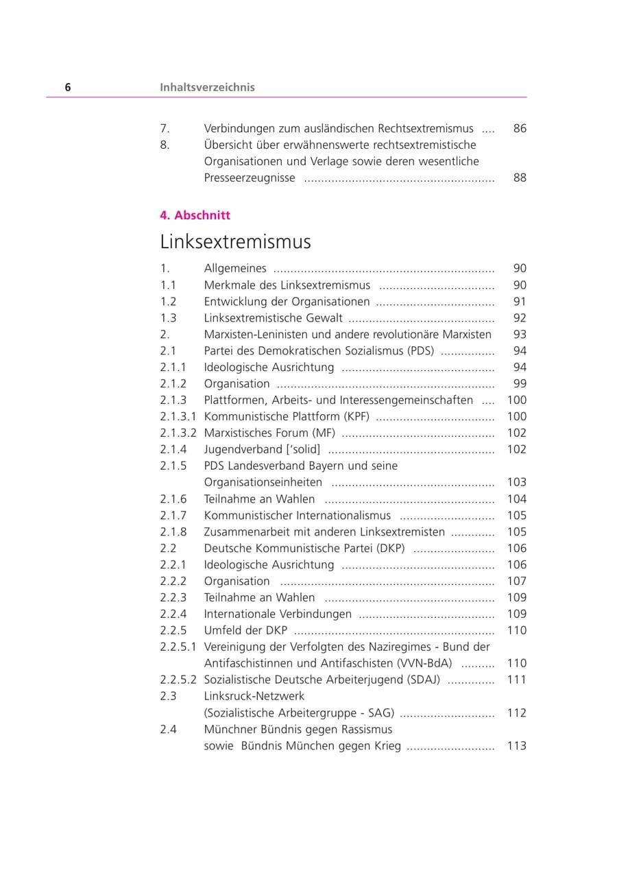 Seite 6 des Verfassungsschutzbericht 2003 Bayern