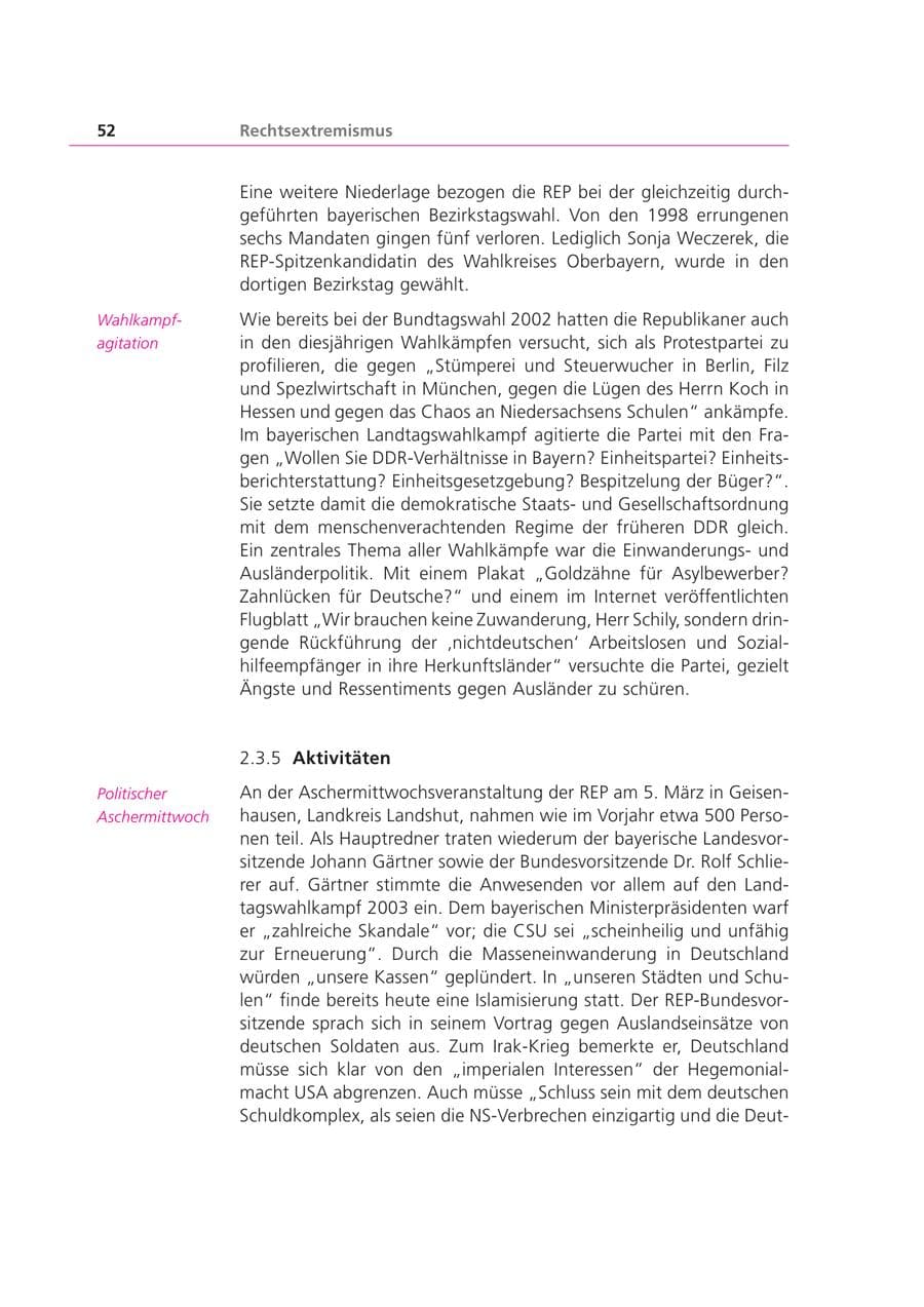 Seite 52 des Verfassungsschutzbericht 2003 Bayern