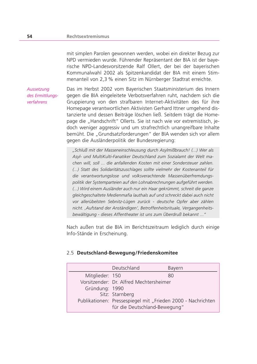 Seite 54 des Verfassungsschutzbericht 2003 Bayern