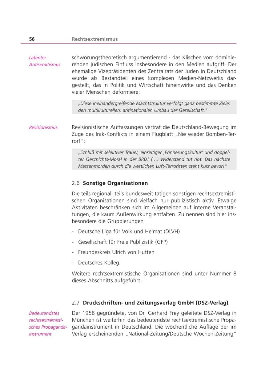 Seite 56 des Verfassungsschutzbericht 2003 Bayern
