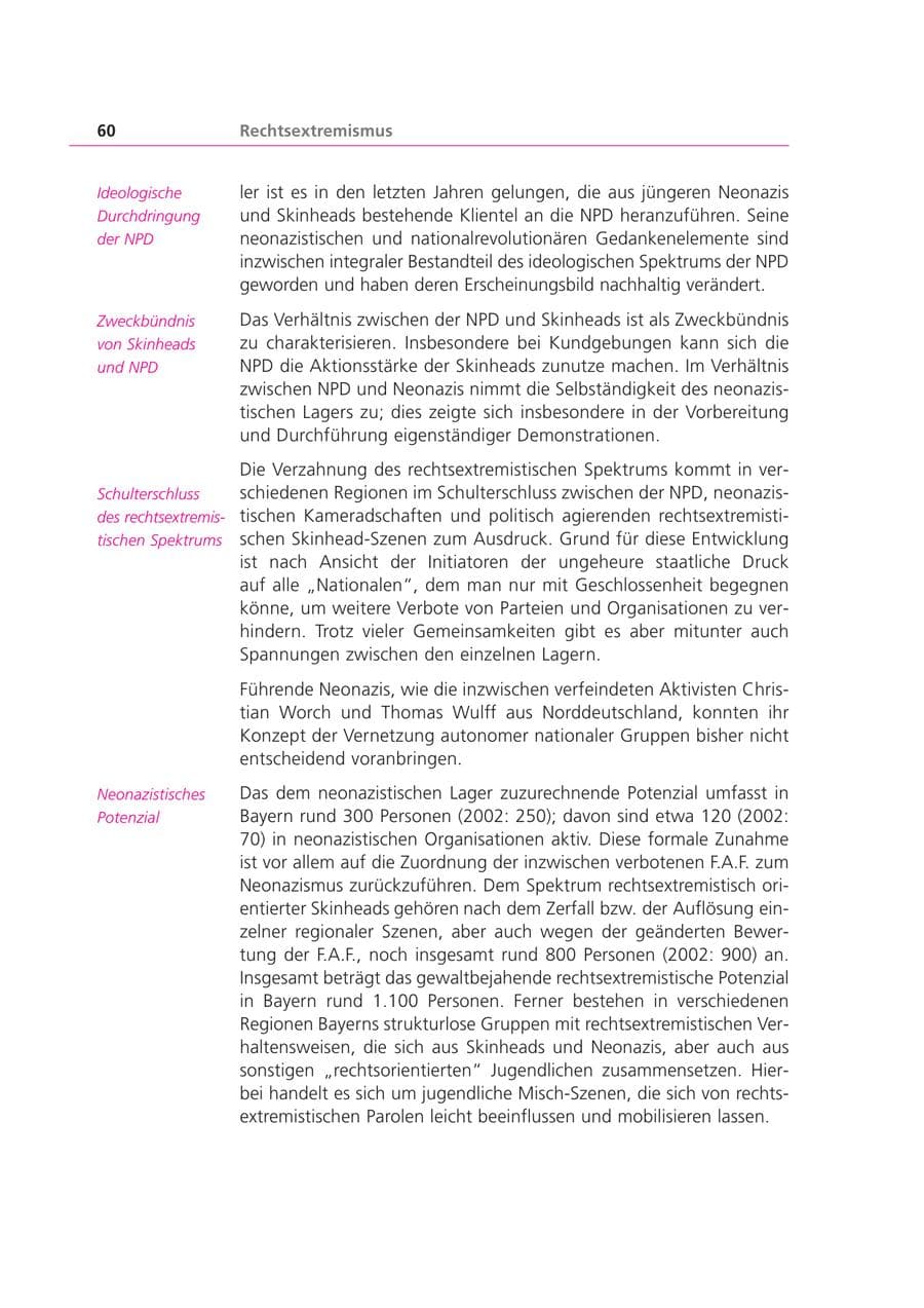 Seite 60 des Verfassungsschutzbericht 2003 Bayern