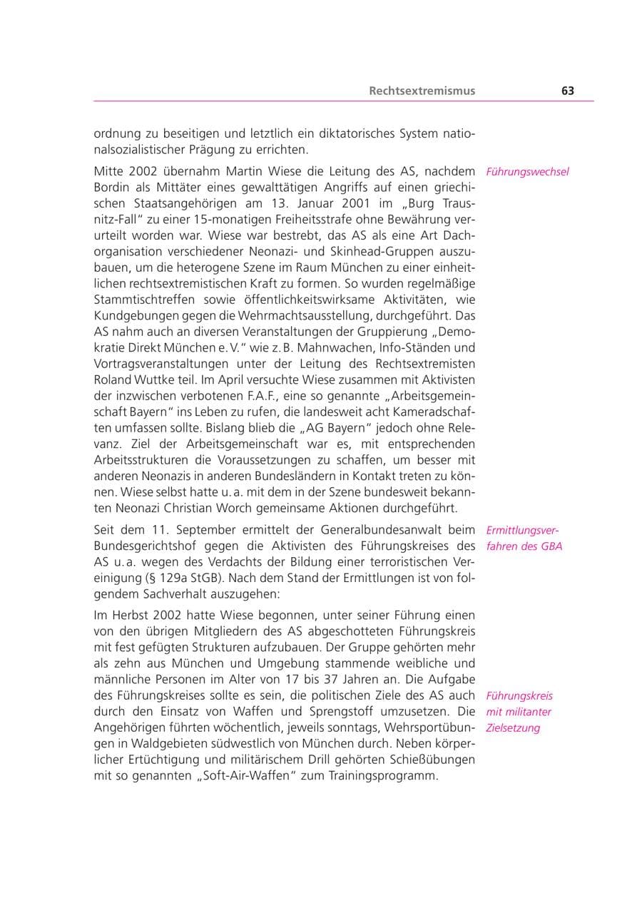 Seite 63 des Verfassungsschutzbericht 2003 Bayern