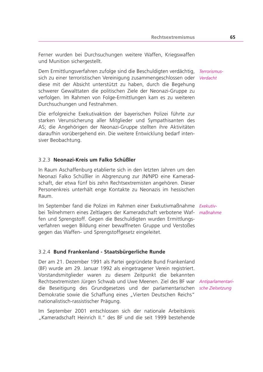 Seite 65 des Verfassungsschutzbericht 2003 Bayern