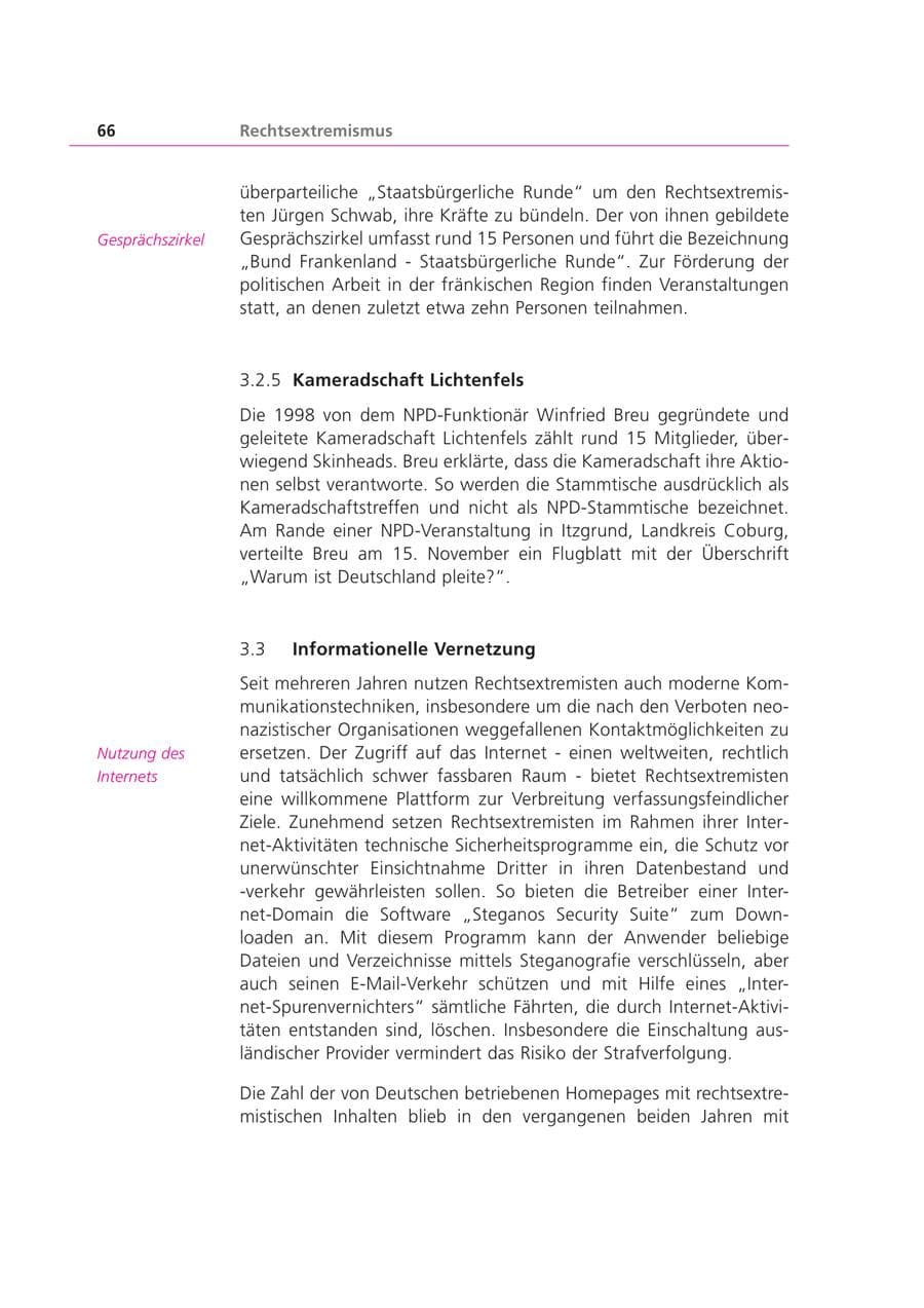 Seite 66 des Verfassungsschutzbericht 2003 Bayern