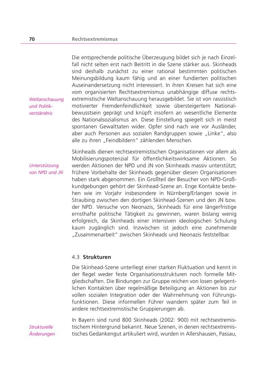 Seite 70 des Verfassungsschutzbericht 2003 Bayern