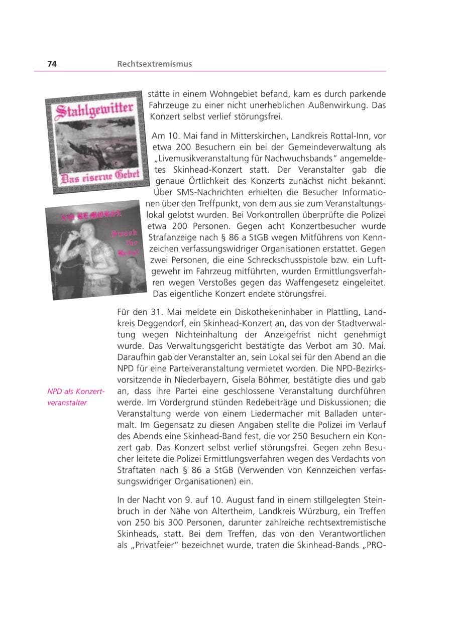 Seite 74 des Verfassungsschutzbericht 2003 Bayern