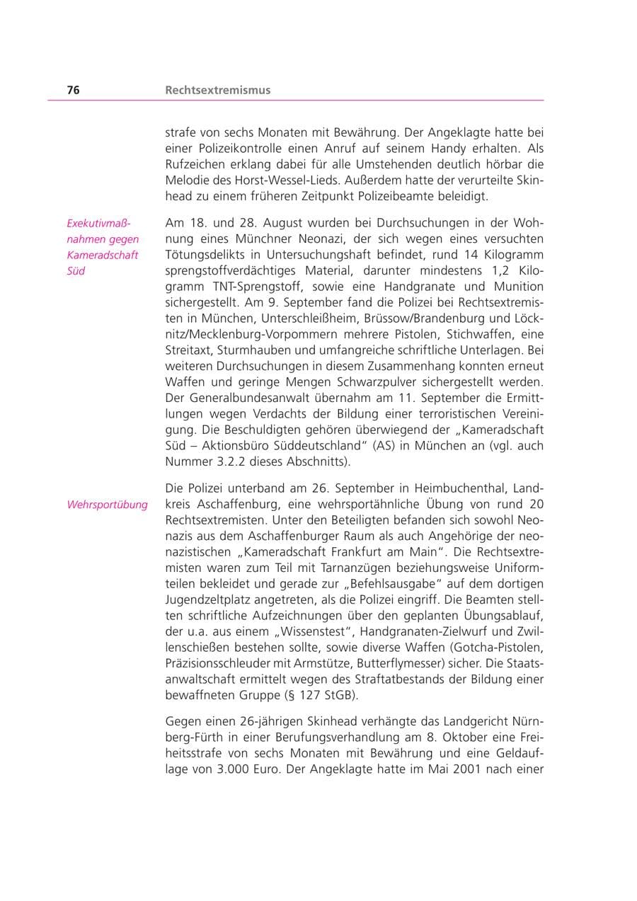 Seite 76 des Verfassungsschutzbericht 2003 Bayern