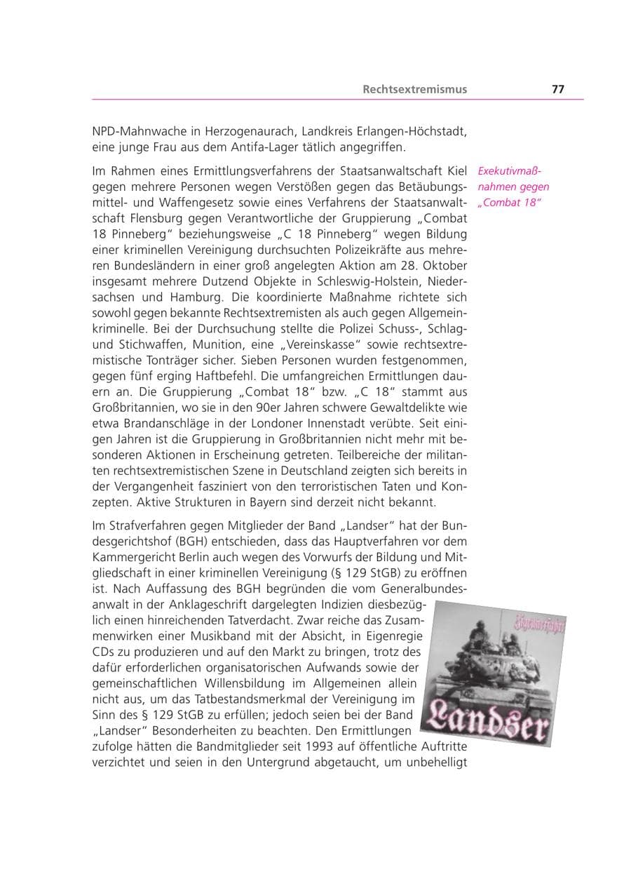 Seite 77 des Verfassungsschutzbericht 2003 Bayern