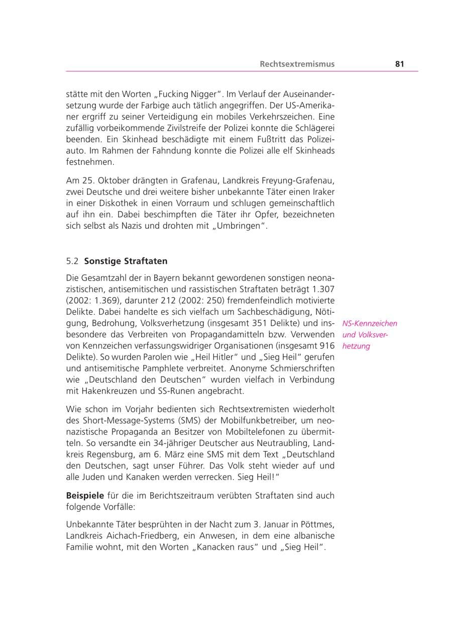 Seite 81 des Verfassungsschutzbericht 2003 Bayern