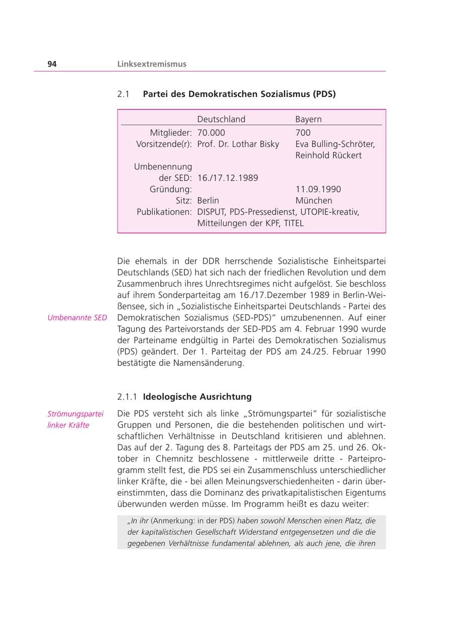 Seite 94 des Verfassungsschutzbericht 2003 Bayern