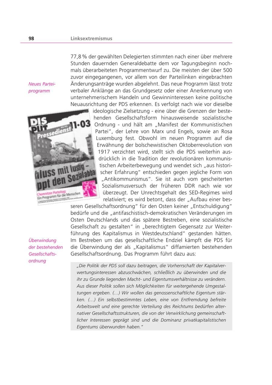 Seite 98 des Verfassungsschutzbericht 2003 Bayern