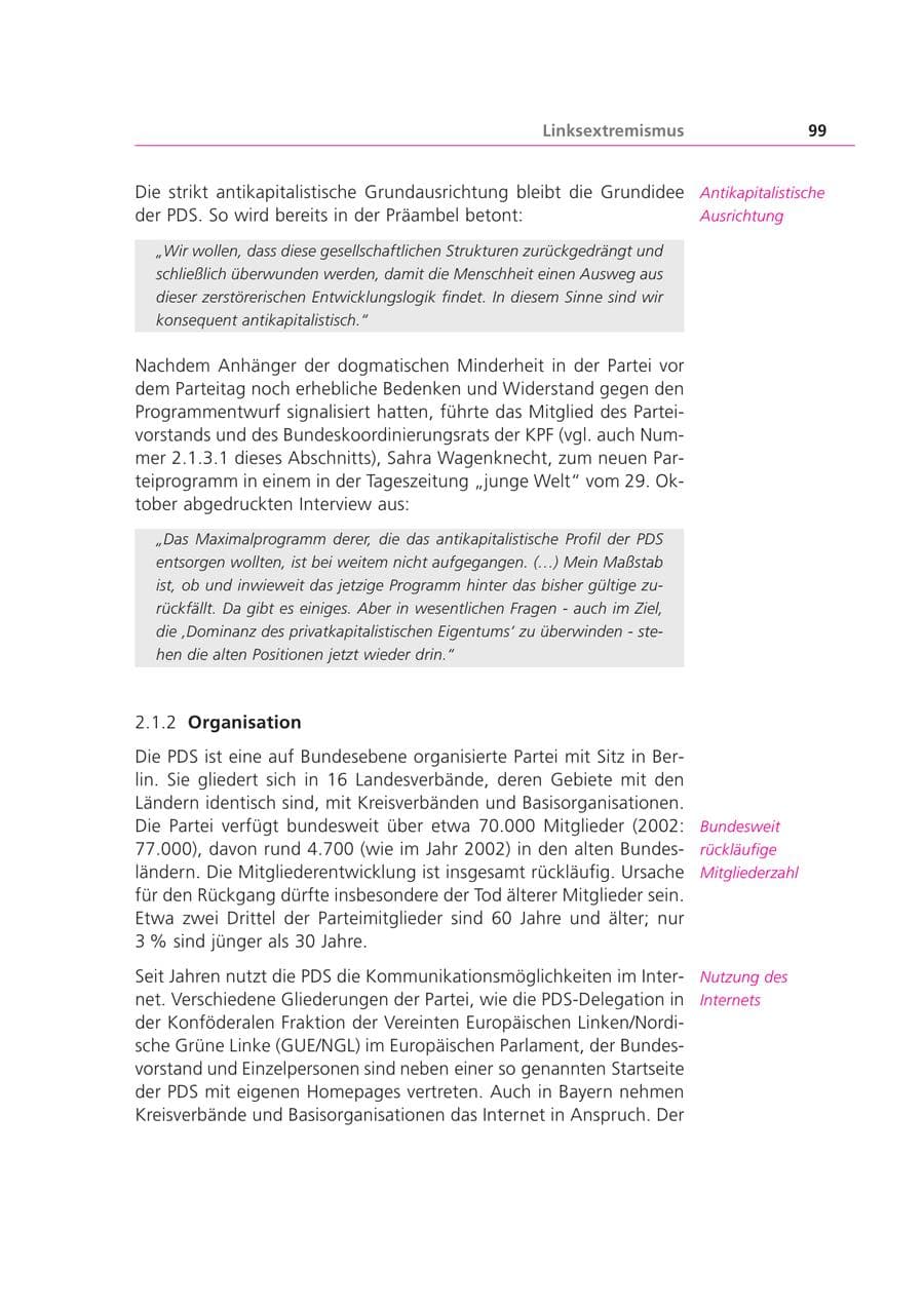 Seite 99 des Verfassungsschutzbericht 2003 Bayern