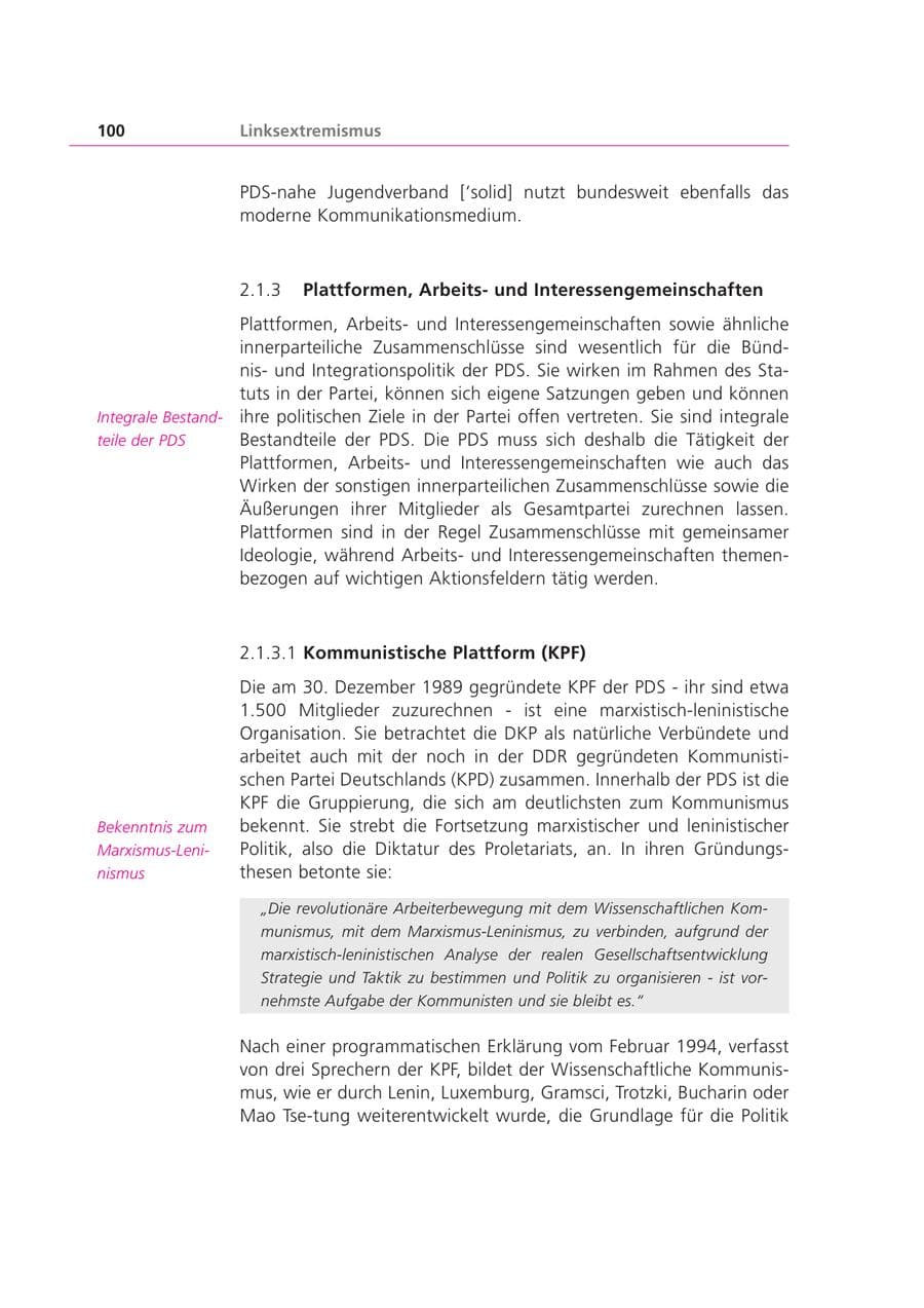 Seite 100 des Verfassungsschutzbericht 2003 Bayern