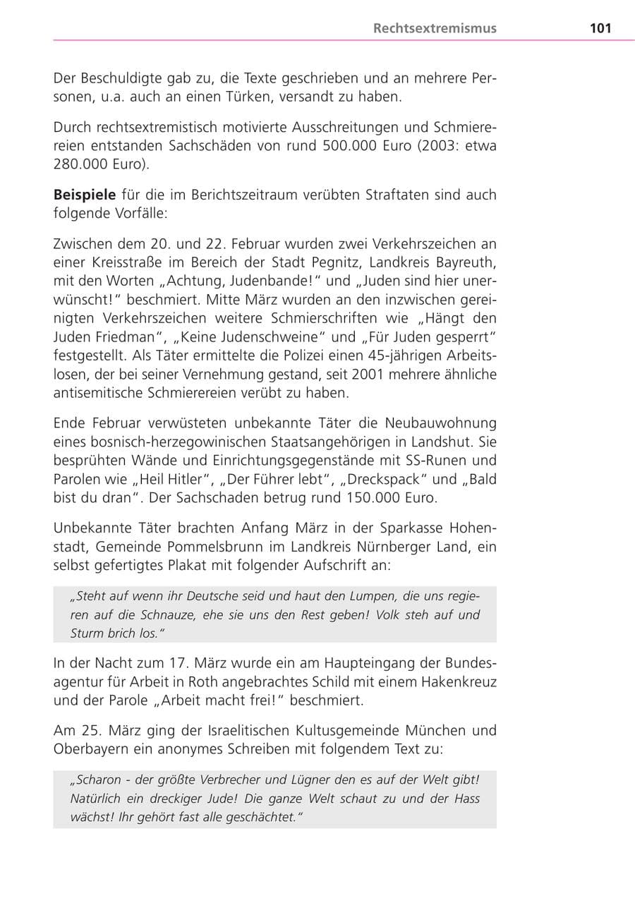 Seite 101 des Verfassungsschutzbericht 2004 Bayern