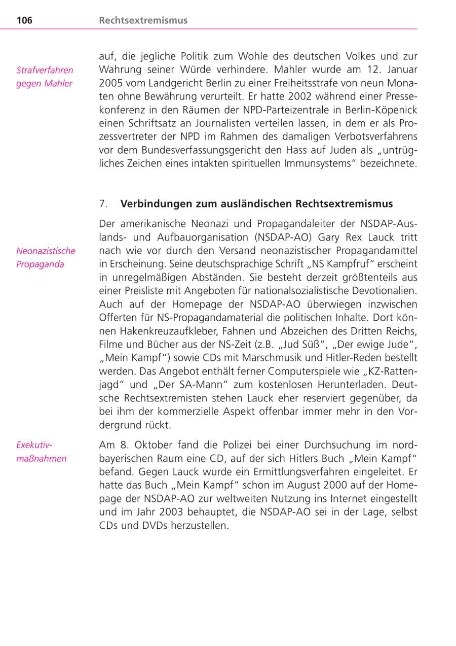 Seite 106 des Verfassungsschutzbericht 2004 Bayern