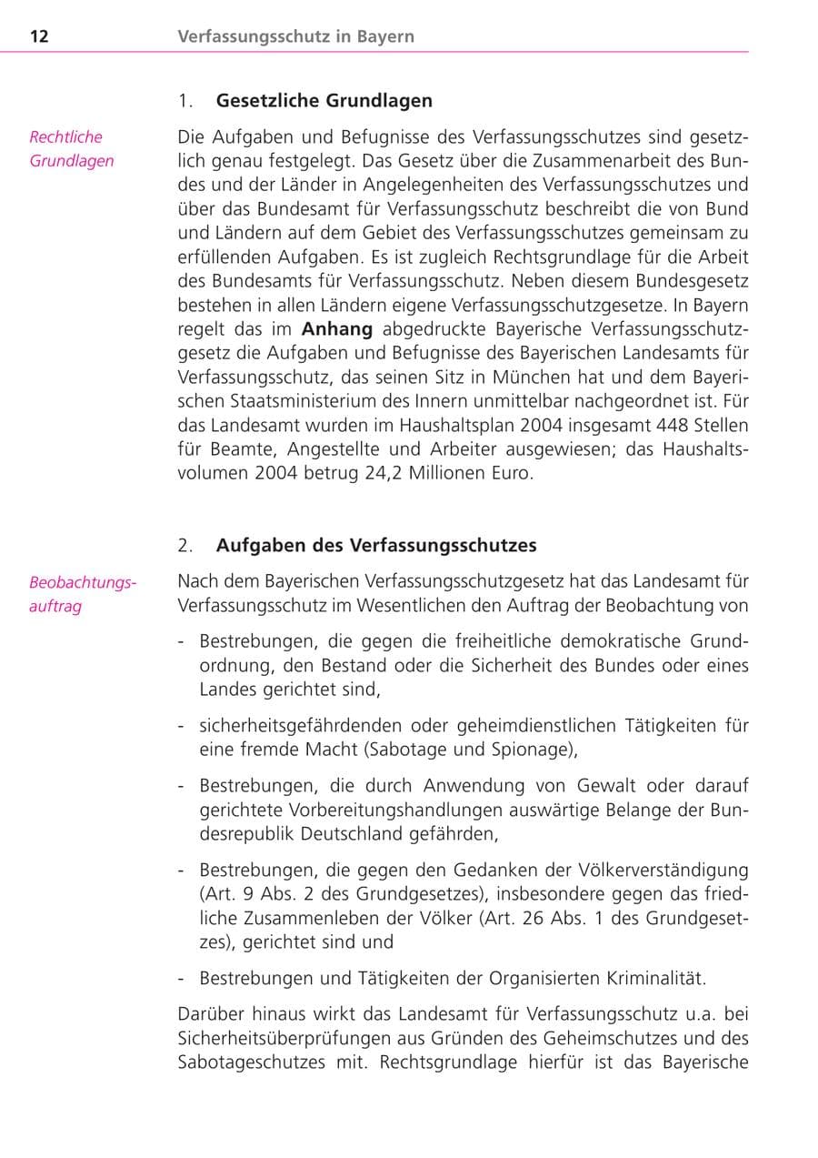 Seite 12 des Verfassungsschutzbericht 2004 Bayern