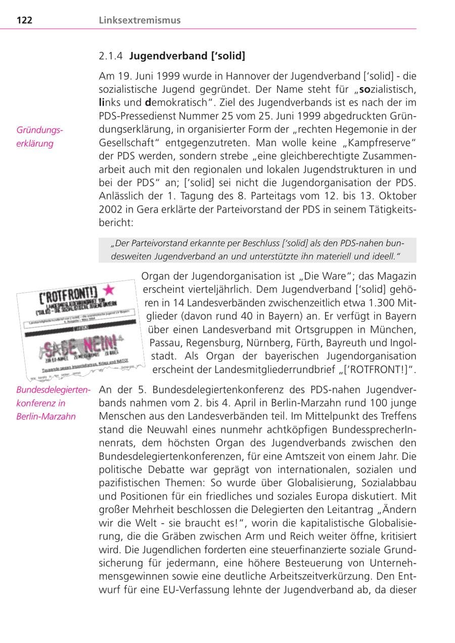 Seite 122 des Verfassungsschutzbericht 2004 Bayern