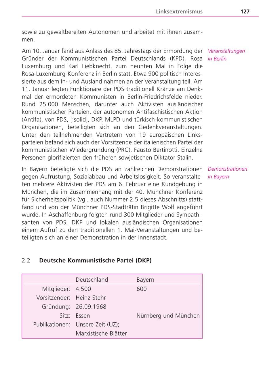 Seite 127 des Verfassungsschutzbericht 2004 Bayern