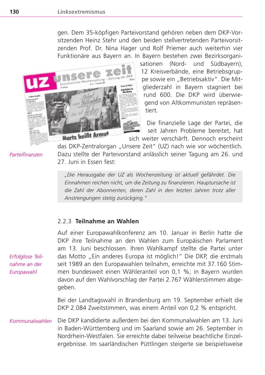 Seite 130 des Verfassungsschutzbericht 2004 Bayern