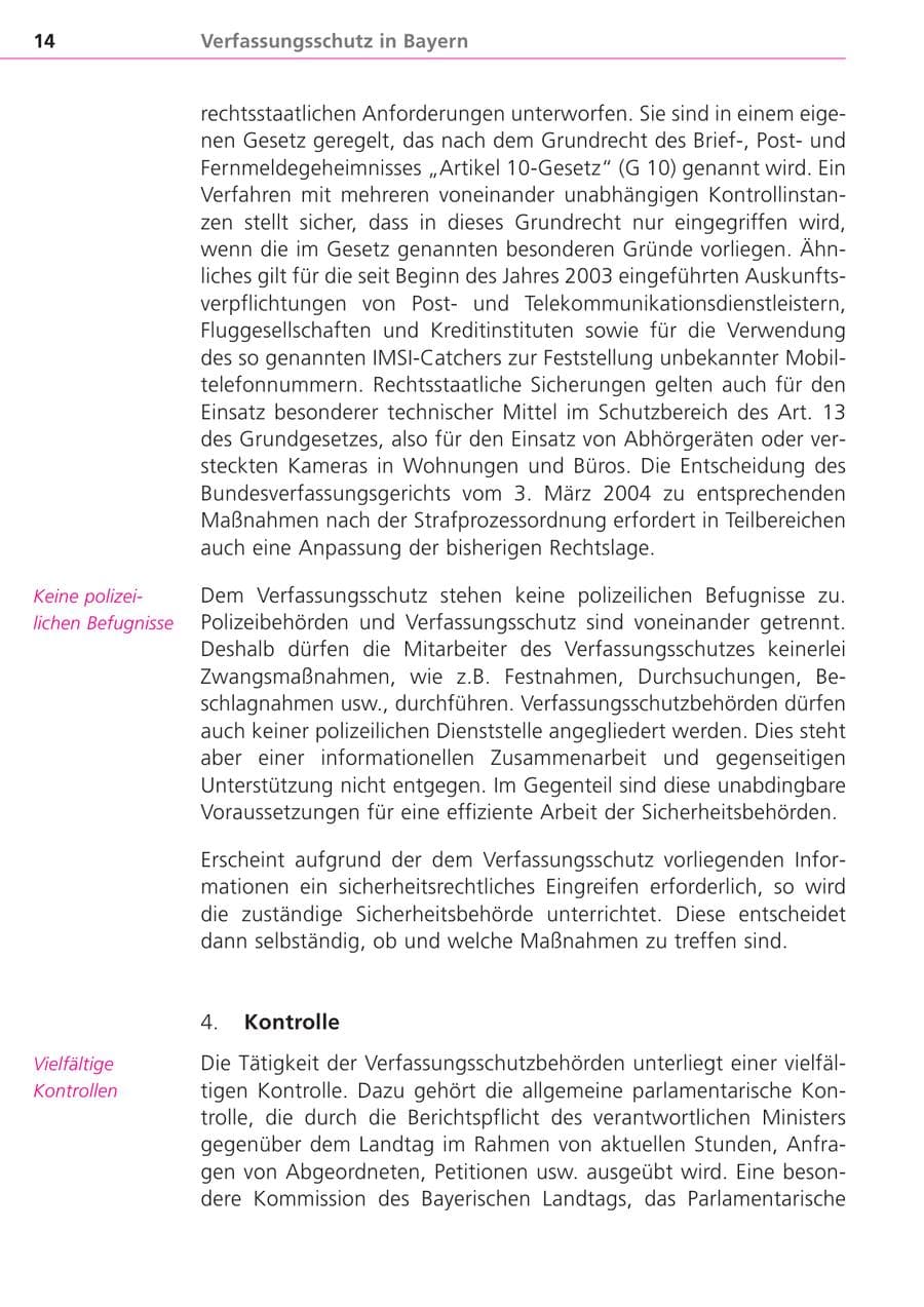 Seite 14 des Verfassungsschutzbericht 2004 Bayern