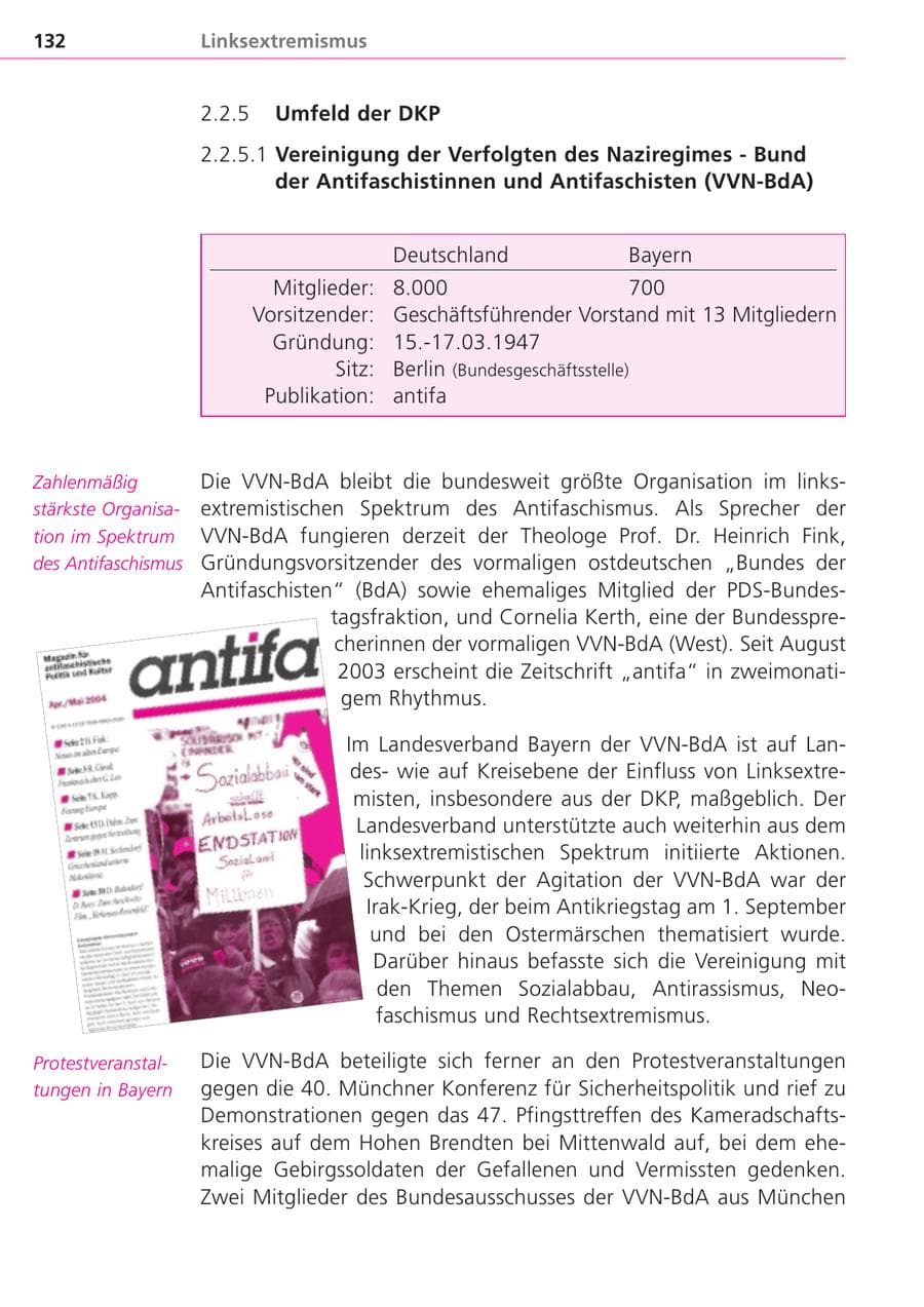Seite 132 des Verfassungsschutzbericht 2004 Bayern