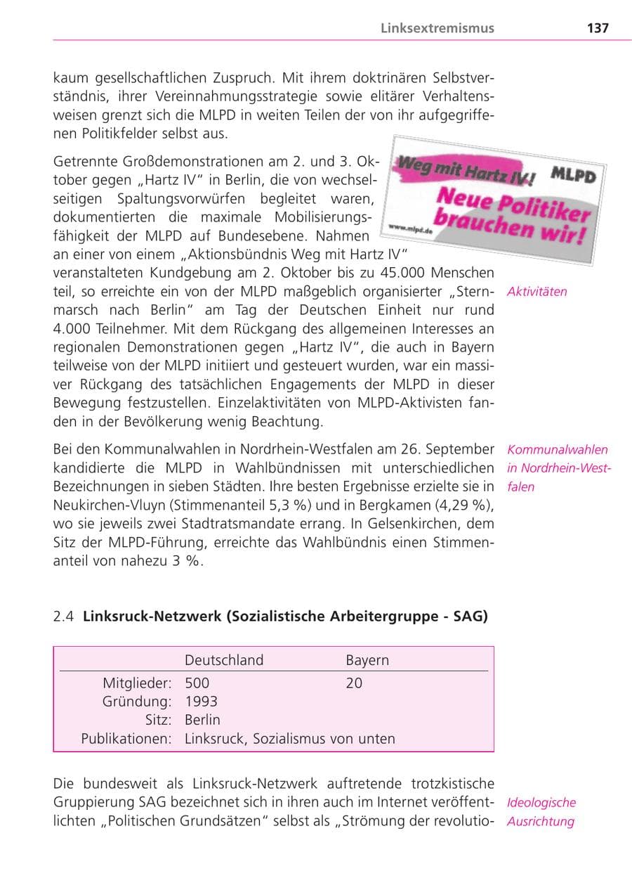 Seite 137 des Verfassungsschutzbericht 2004 Bayern