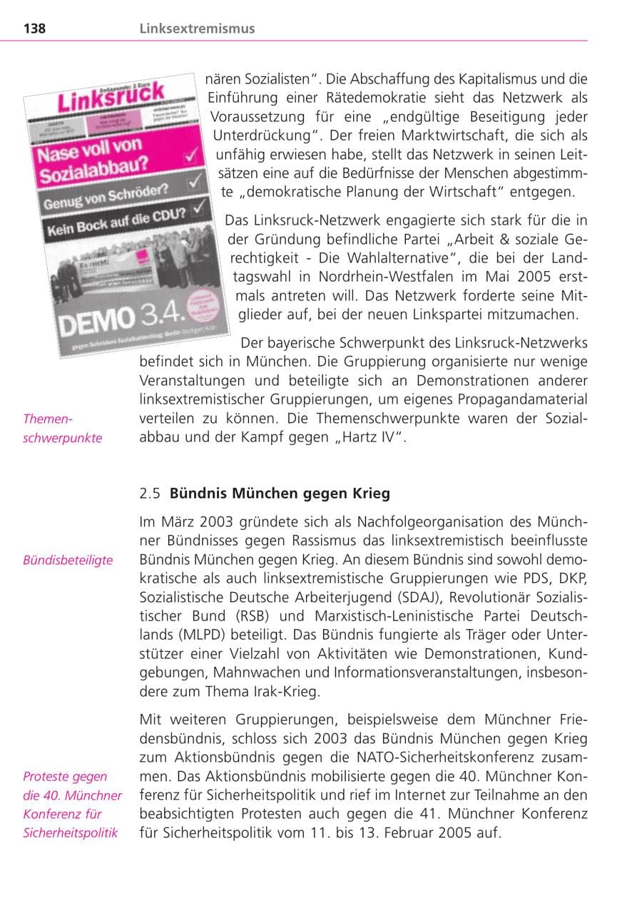 Seite 138 des Verfassungsschutzbericht 2004 Bayern