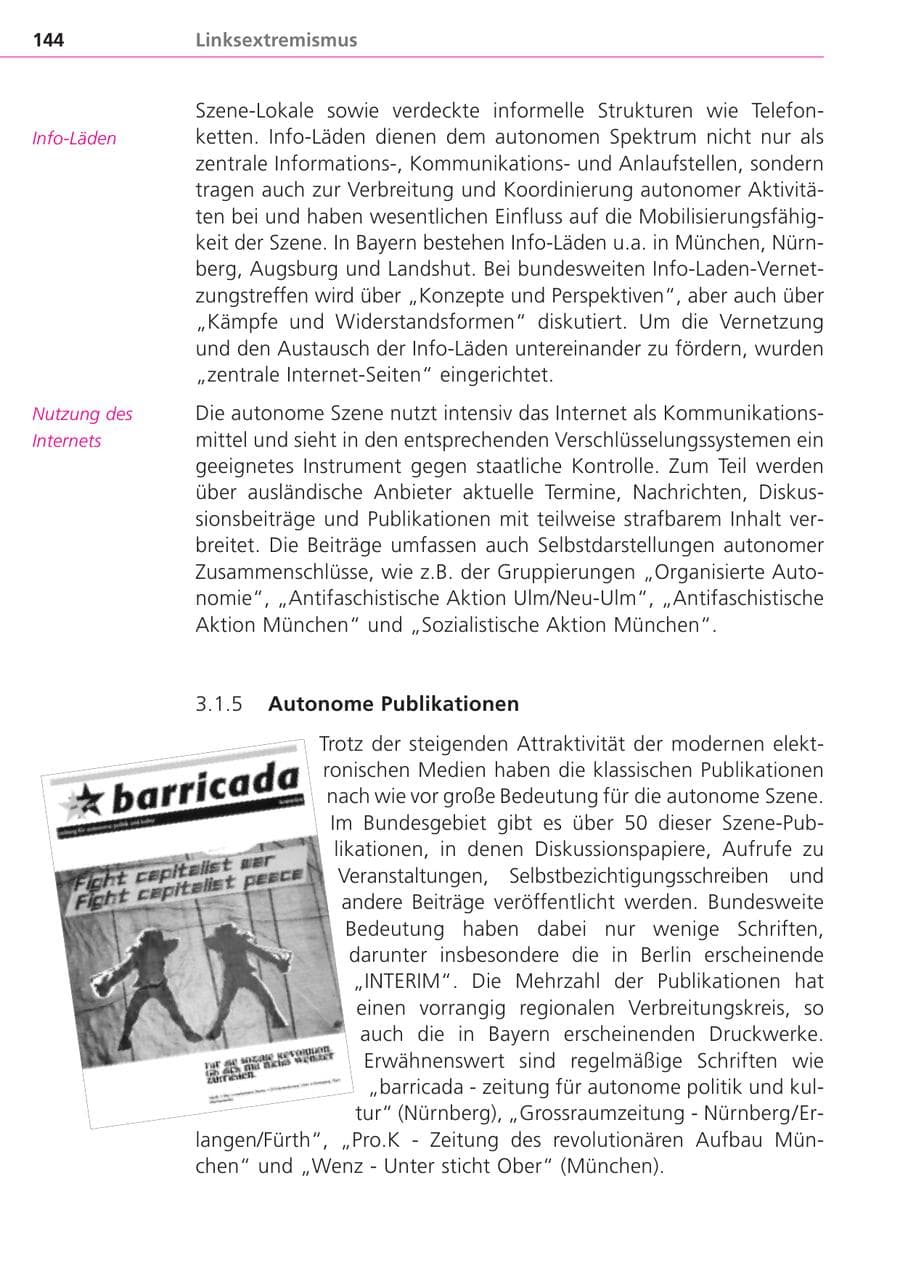 Seite 144 des Verfassungsschutzbericht 2004 Bayern