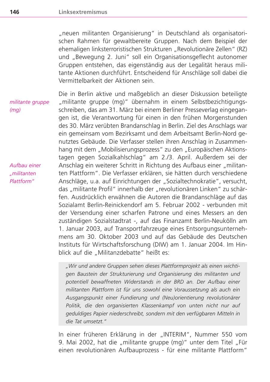 Seite 146 des Verfassungsschutzbericht 2004 Bayern