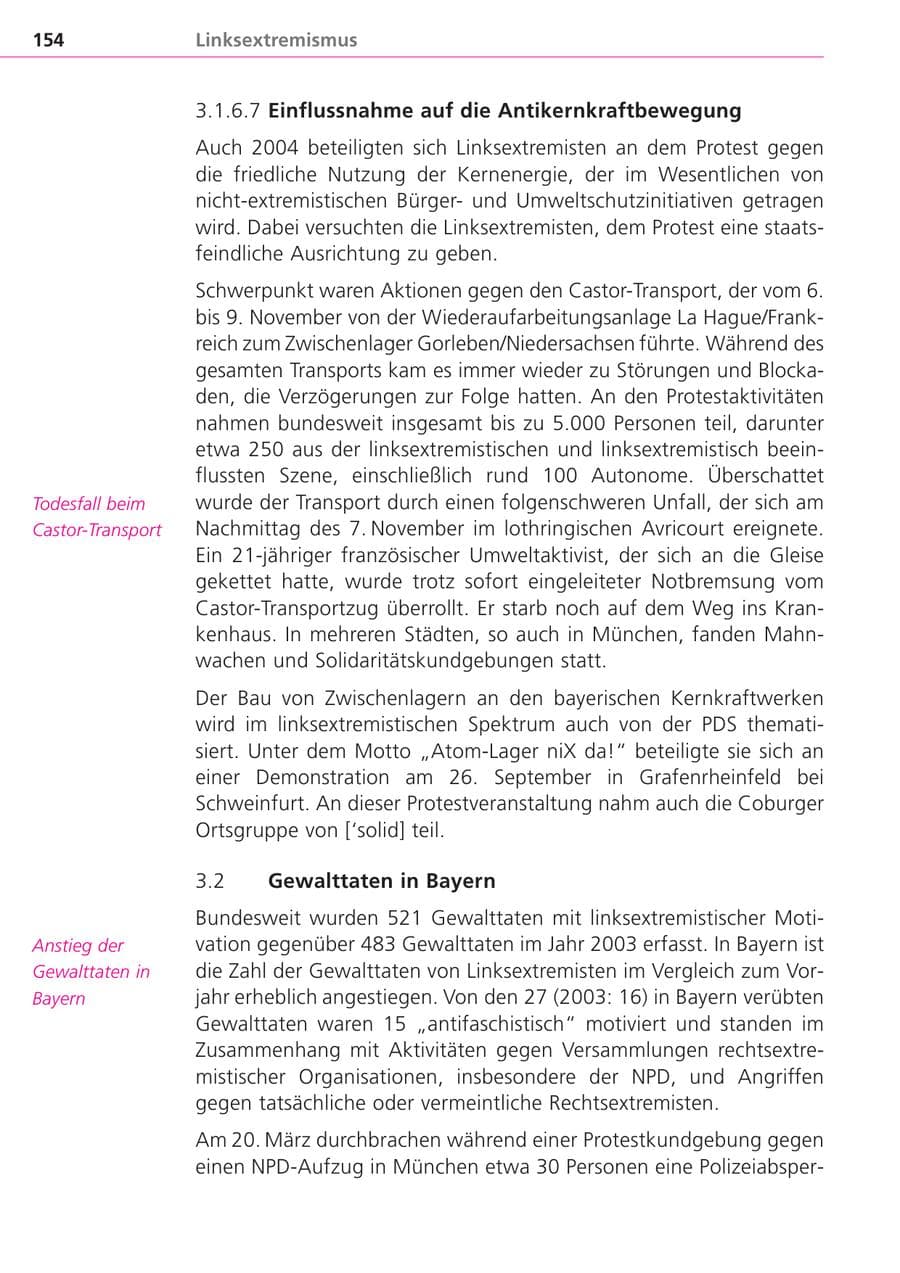 Seite 154 des Verfassungsschutzbericht 2004 Bayern