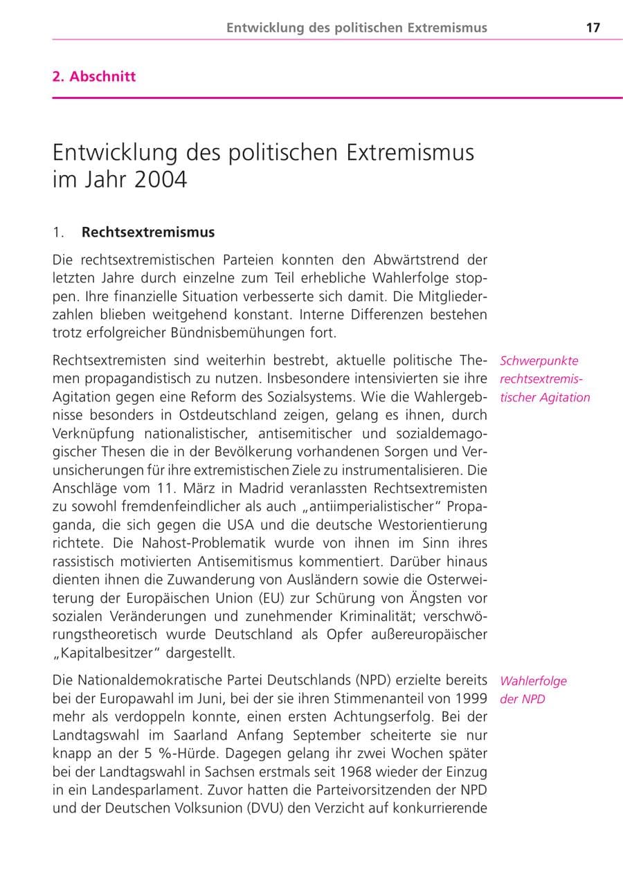 Seite 17 des Verfassungsschutzbericht 2004 Bayern