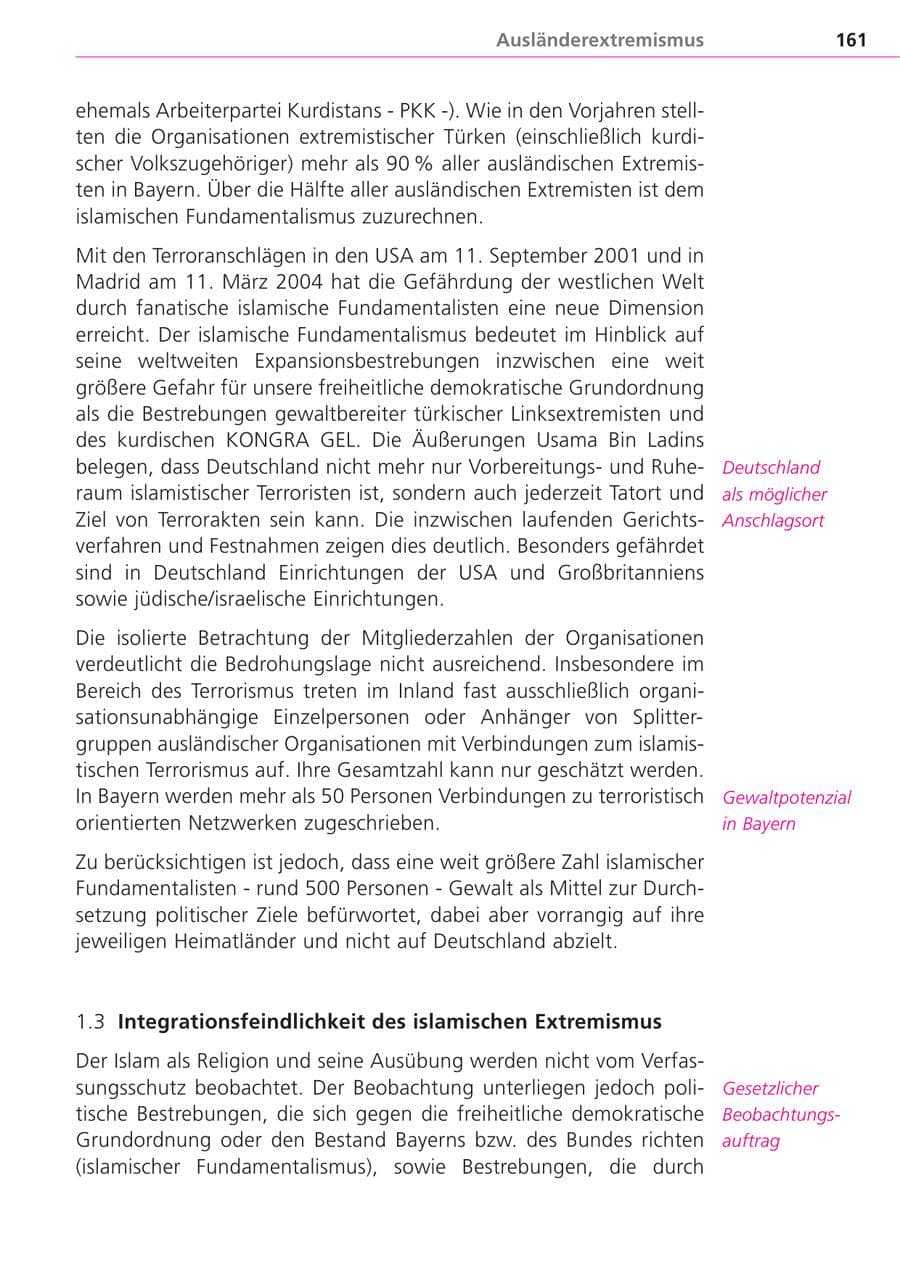 Seite 161 des Verfassungsschutzbericht 2004 Bayern